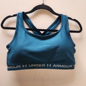 Under Armour Compression Sports Bra Teal 1X Crossback Athletic Gym Workout Yoga